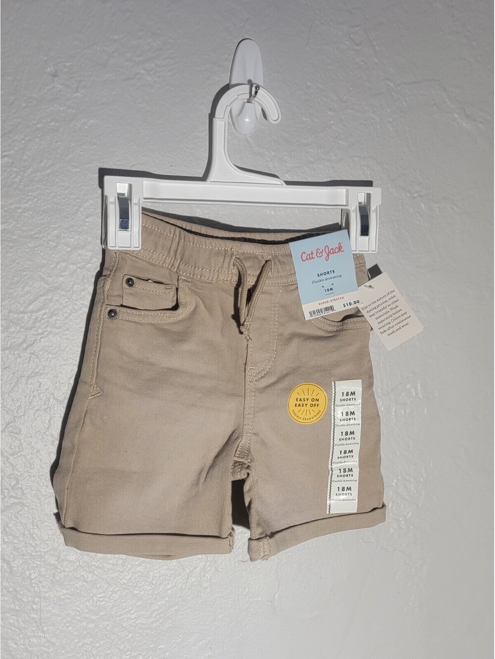 Cat & Jack Drawstring Shorts - Infant Boys Casual Tan Khaki Flexible Shorts 18M